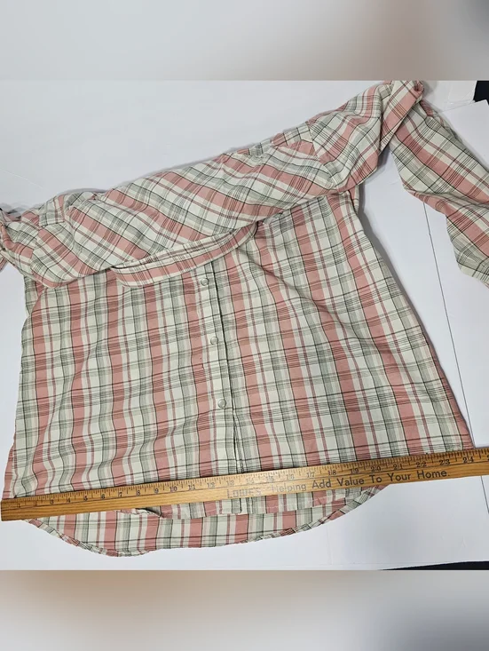 Wrangler Western Plaid Shirt Women's XL Pink White Cowboy Shirt Vintage Inspired - Picture 8 of 10